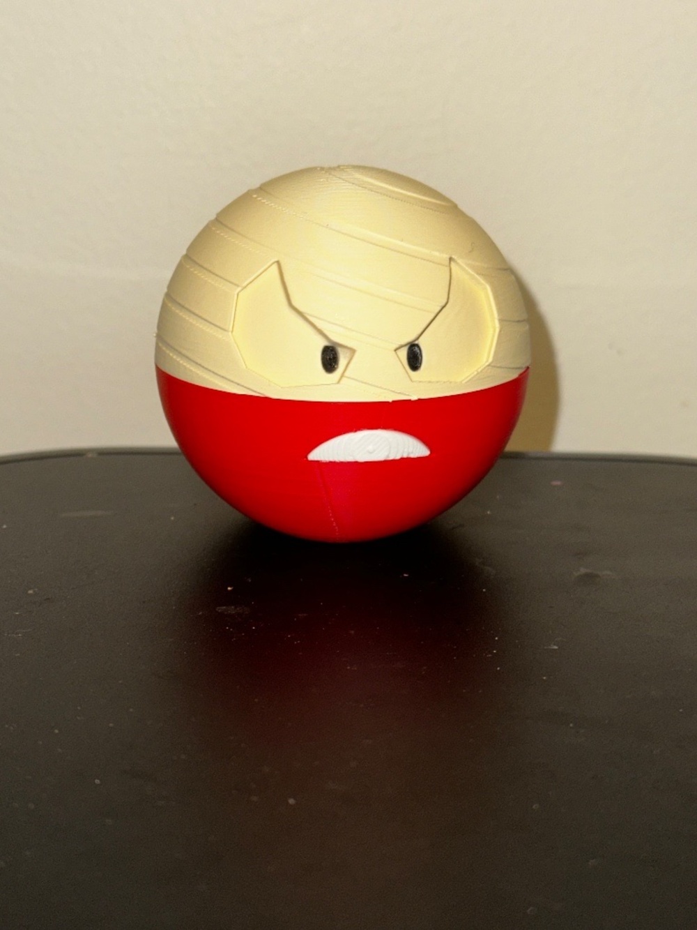 Wooden Texture Angry Eye Sphere Display – 3D Printed Feisty Orb Monster
